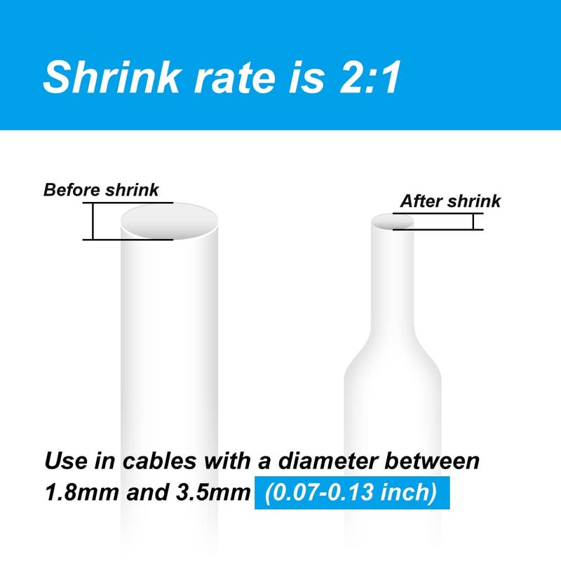 Hehua Compatible Heat Shrink Label Tape Replacement for Brother Tube Label HSe-211 HSe211 HS-211 HS211 Black on White Use in PT-E300 PT-E500 PT-P750WVP Printer (0.22''x 4.92ft  5.8mm x 1.5m  3 Pack) - Image 2